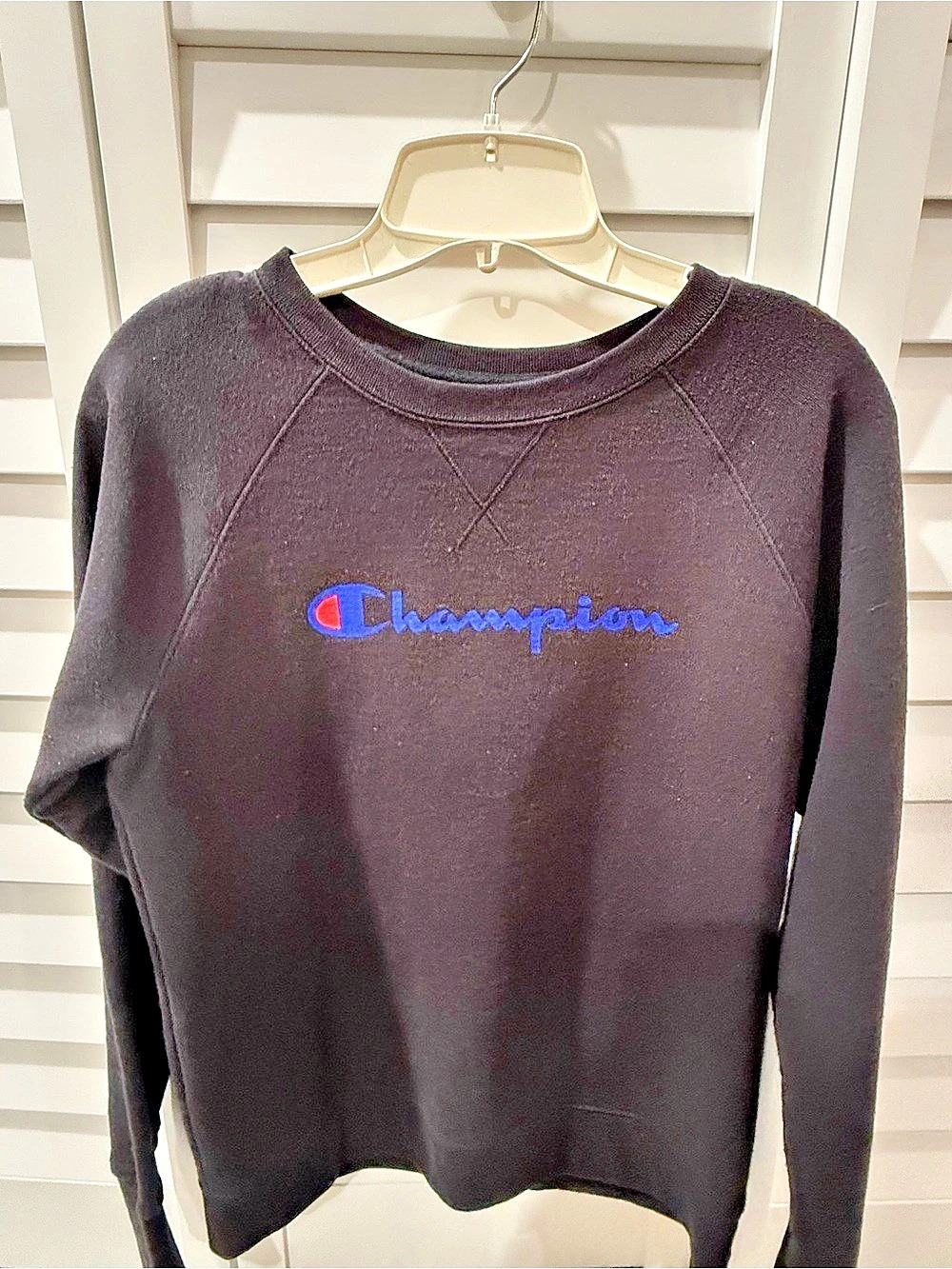 Champion Script Logo Crewneck Sweatshirt, Black size small